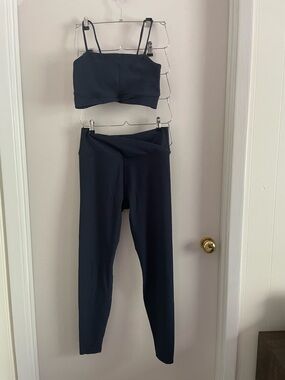 All In Motion Navy Ribbed Sports Bra & Legging Set M (283)